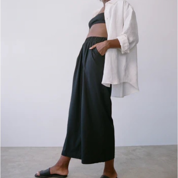 Ozma of California Crop Wide Leg Pant Black Size Large - Picture 3 of 5